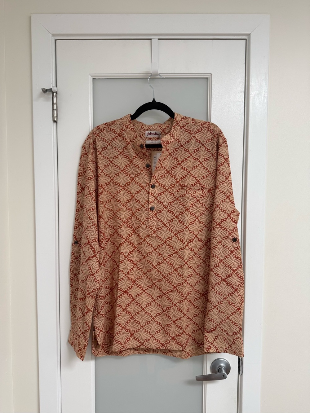 NWT Fabindia Men’s Rust Cotton Kurta Slim Fit, Large